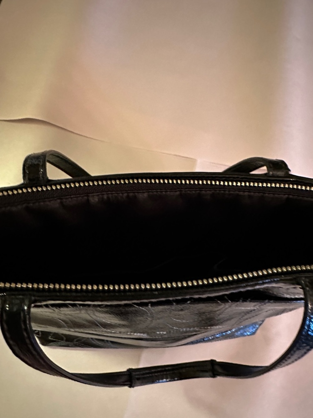 Coach Black Patent Signature Satchel - Picture 3 of 4